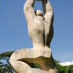 El Atleta de Francisco Narváez, talla en piedra caliza de Cumarebo, 1951,Estadio Universitario, UCV. Fotografía Luis Chacín, 2016.