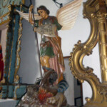 Antigua imagen de San Miguel Árcangel, preservada en la iglesia San Nicolás de Bari del municipio Obisos de Barinas, Venezuela.