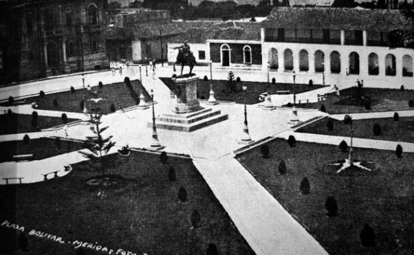 Plaza Bolívar de Mérida, Venezuela, a principios de 1940.