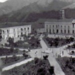 Vista panorámica de la plaza Bolívar de Mérida a mediados de 1929. Estado Mérida, Venezuela.