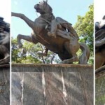 Los 4 escudos, las frases, la espada y los estribos de bronce se han llevado del monumento al Libertador en su plaza de San Antonio del Táchira.