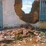 Detalle de la destrucción de la fachada de la casa de los Arvelo. Patrimonio cultural de Barinas, Venezuela, en riesgo.