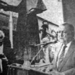 Momentos cuando Rafael Caldera pronuncia su discurso de orden en la inauguración del monumento a José Rafael Pulido Briceño. Patrimonio cultural de Mérida, Venezuela.