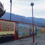 Los murales de la plaza de toros en 2012. Plaza de Toros Román Eduardo Sandia, patrimonio cultural del estado Mérida, Venezuela..