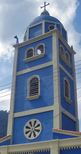 Detalle de la torre de la iglesia San Vicente Ferrer. Patrimonio cultural de Táchira, Venezuela.