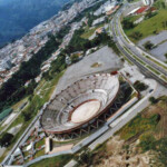 Vista aérea de la monumental de Mérida Román Eduardo Sandía. Patrimonio arquitectónico de Mérida Venezuela.