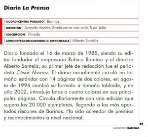 Diario La Prensa de Barinas. Patrimonio cultural de Venezuela.