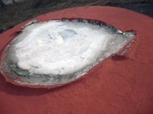 La huella donde estaba el bronce de Miranda, robado en Barinas. Foto Marinela Araque, marzo 2019.